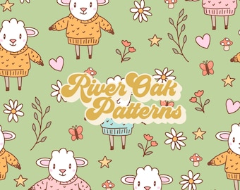 Sheep Repeat Pattern, Spring Colors Seamless File (Digital Download)