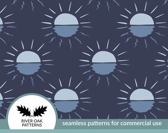 Blue Sunset Reflection Seamless Pattern: Boho Nursery (Digital Download)