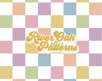 Muted Pastel Checkerboard Seamless Pattern Easter Spring Retro Checks repeating pattern digital file Fabric sublimation