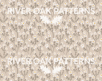 Muted Neutral Boho Floral Seamless Digital Repeat Pattern for Commercial Use Beige Spring Pastel Meadow flowers