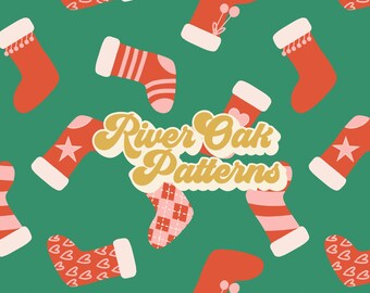 Christmas Stockings Seamless Pattern: Boho Holiday Fabric (Digital Download)