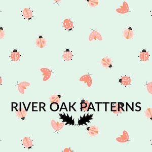 spring ladybugs Seamless File cute pink beetles summer insect picnic Repeat Pattern for Commercial Use
