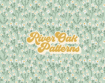 Daisy Floral Repeat Pattern: Green Boho Seamless File (Digital Download)