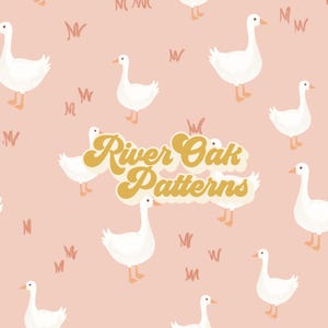 Animaux de la ferme Silly Goose modèle sans couture rose pêche printemps été pour fille pépinière motif répétitif fichier numérique tissu sublimation