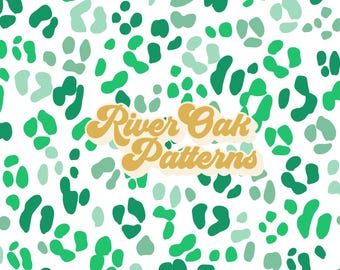 Green Leopard Print Seamless Pattern: St Patrick's Day Fabric Repeat Design (Digital Download)