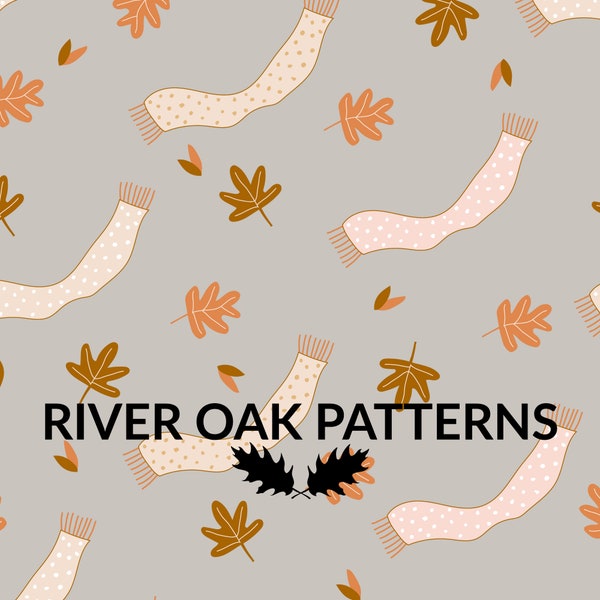 Fall Scarves Autumn Leaves Seamless Digital Repeat Pattern for Commercial Use