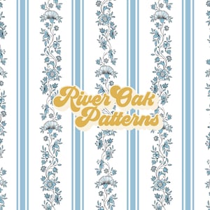Coutil floral bleu à rayures verticales transparente motif coquette grand-millénaire preppy esthétique motif répétitif fichier png jpg