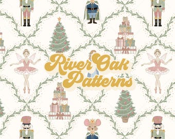 Christmas Nutcracker Seamless Pattern: Sugar Plum Fairy Ballerina, Traditional Holidays Fabric Design (Digital Download)