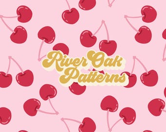 Ditsy Cherries Seamless Pattern: Red & Pink Fruits (Digital File)