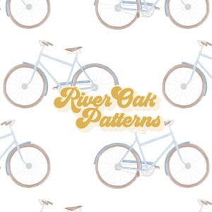 Modello senza cuciture per bicicletta vintage blu, modello di ripetizione per bici retrò primavera estate sport vacanze pendolarismo trasporto per asilo nido bambino