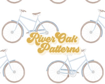 Blue Vintage Bicycle Seamless Pattern: Retro Bike Repeat File (Digital Download)