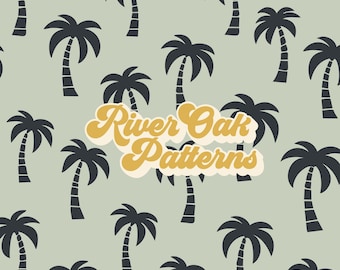 Boho Palm Tree Seamless Pattern: Tropical Fabric Sublimation (Digital Download)