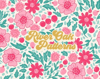 Pink Floral Seamless Pattern: Girly Spring Flowers (Digital Download)