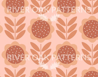 Boho Floral Seamless Pattern: 70s Folk Art (Digital File)