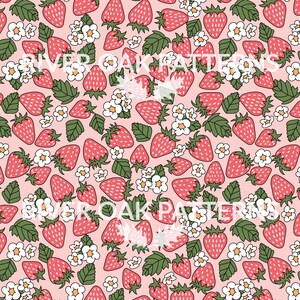 Summer Fruit Seamless File Digital Repeat Pattern for Commercial Use light pink strawberries