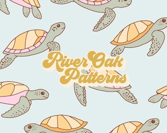 Sea Turtles Seamless File, summer ocean animal Repeat Pattern for fabric printing