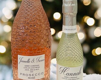 Christmas Prosecco Label | Personalised Name Bottle Label | Custom Holiday Wine Sticker | Secret Santa Gift | Festive Drink Label