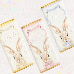 Personalised Easter Chocolate Wrapper with Bunny Rabbit | Custom Easter Chocolate Bar Wrap | Kids Easter Gift
