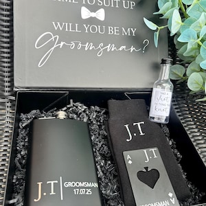 Personalised Groomsman Box | Custom Gift Set for Groomsmen, Best Man Proposal | Wedding Gift Box | Groomsman Gift | Hip Flask Gift Set