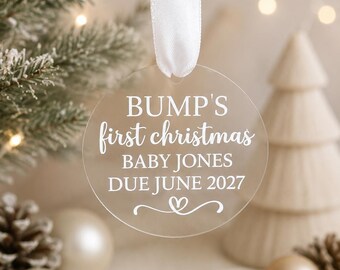 Baby’s First Christmas Ornament 2027 | Personalised New Baby Christmas Bauble | Baby Due June 2027 | Pregnancy Keepsake | Acrylic Ornament