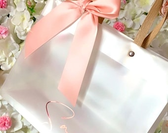 Personalised PVC Frosted Gift Bag With Bow | Bridesmaid Proposal | Prom Gifts | Hen Do | Wedding Favours | Birthday Gift Bag | Teacher Gift