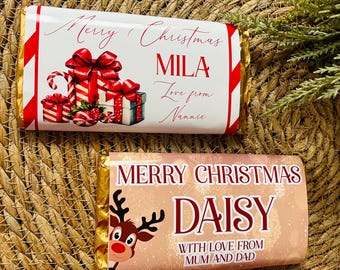 Christmas Personalised Galaxy Chocolate Wrappers | Custom Name Design | Stocking Filler | Secret Santa | Festive Gift | Teacher Gift | Bow