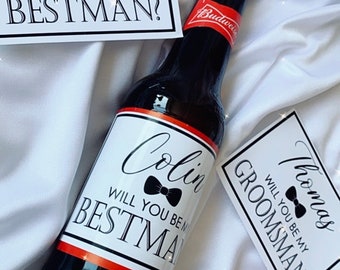 Personalised Budweiser Label | Groomsmen Bestman Gift | Groomsman Proposal | Custom Beer Sticker | Wedding Favours | Groom Party | Stag Do