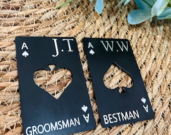Personalised Groomsman Bottle Opener | Poker Lover Gift | Gifts For Ushers Best Man Proposal | Groomsmen Gifts | Beer Lover
