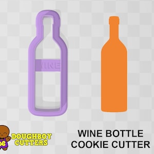 Wine Bottle Cookie Cutter | dough, fondant or polymer clay cutter |  Various sizes | Shapes for cookies, craft and Jewelry