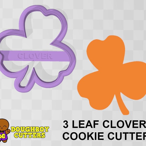 3 Leaf Clover Cookie Cutter | dough, fondant or polymer clay cutter | Various sizes | Shapes for cookies, craft and Jewelry