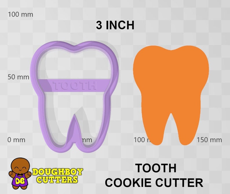 Tooth Cookie Cutter dough, fondant or polymer clay cutter Various sizes Shapes for cookies, craft and Jewelry image 1