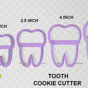 Tooth Cookie Cutter dough, fondant or polymer clay cutter Various sizes Shapes for cookies, craft and Jewelry image 2