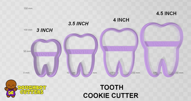 Tooth Cookie Cutter dough, fondant or polymer clay cutter Various sizes Shapes for cookies, craft and Jewelry image 2