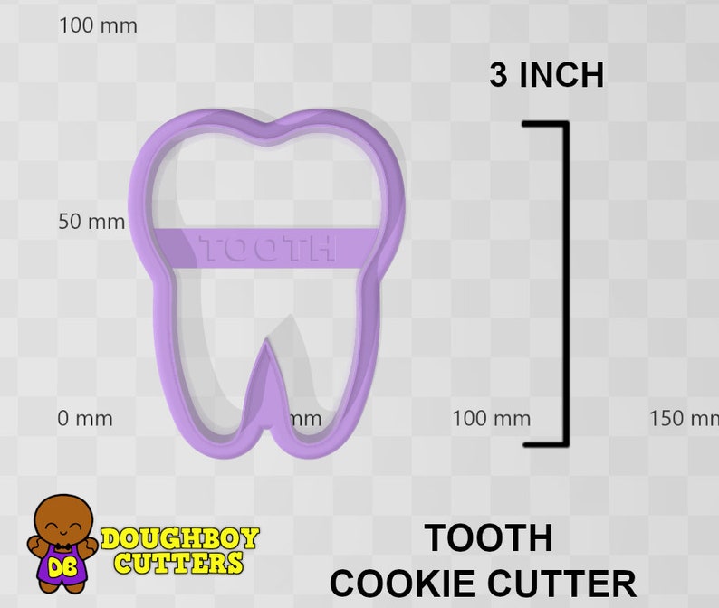 Tooth Cookie Cutter dough, fondant or polymer clay cutter Various sizes Shapes for cookies, craft and Jewelry image 3