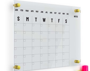 Dry Erase Acrylic Calendar for Wall | White board Calendar | Large Clear Calendar | Reusable Monthly Planner Family Calendar