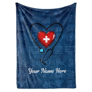 Customized Nurse Blanket - Ships Next Day, Printed in USA - Soft Fleece or Sherpa Blanket - Personalized Throw, Nurse Appreciation