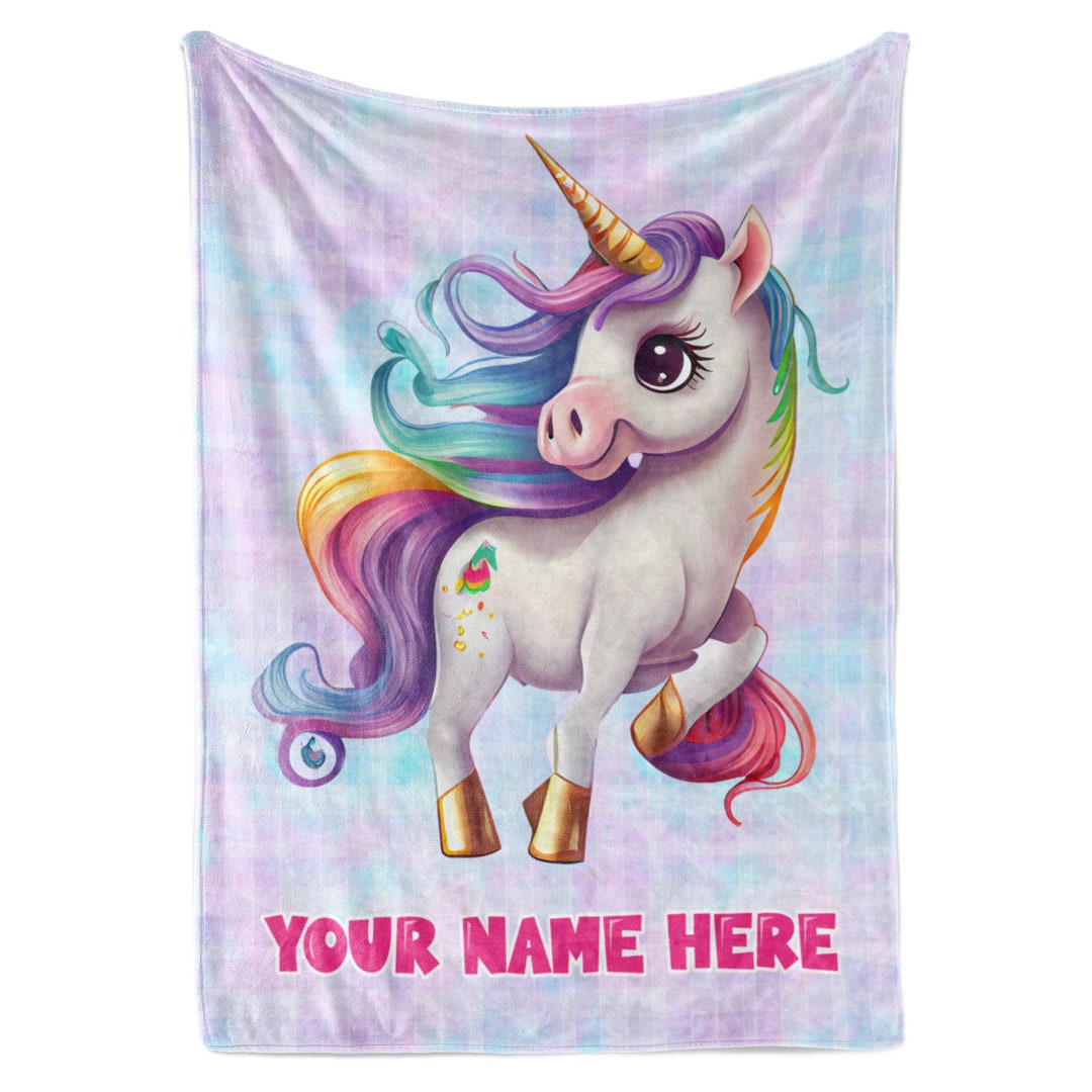 Personalized Baby Unicorn Throw Blanket - Custom Name, 30x40 Inch, Soft Fleece, Nursery Decor - View #2