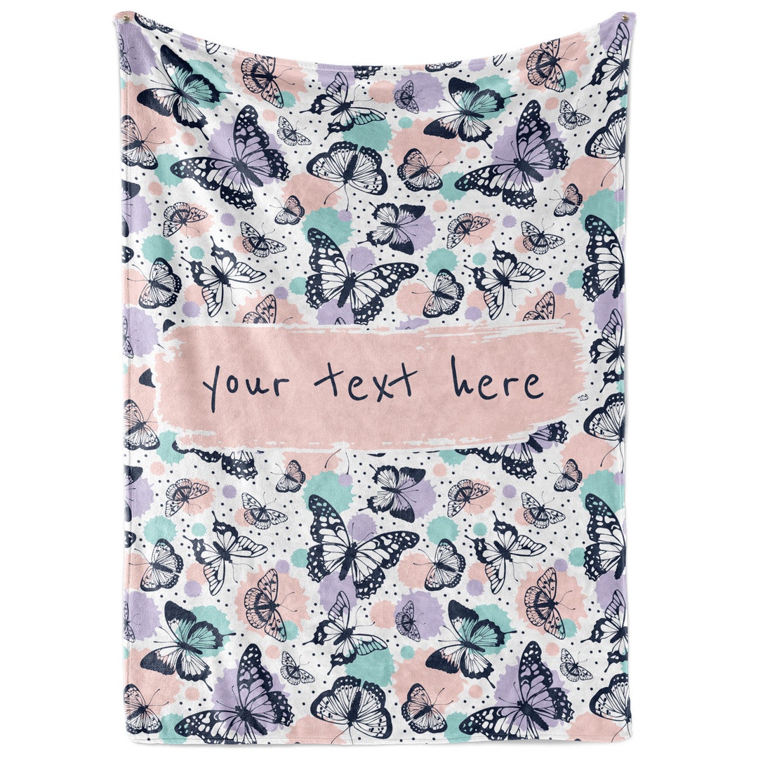 Personalized Butterfly Baby Blanket Custom Baby Blanket Super Soft Plush Fleece Throw Blanket ...