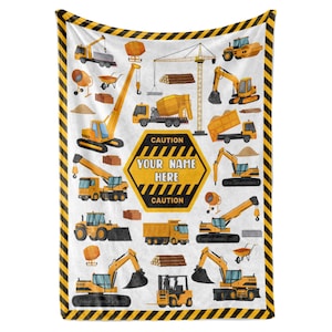 Personalized Excavator Truck Blanket | Baby Blanket Boys Gift | Toddler Truck Fleece Throw | Birthday Gift | Truck Toy | 10+ Trucks