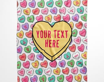 Ships Next Day, Personalized Valentine's Day Sweetheart Throw Blanket - Made in USA - Customized Gift - Cozy and Soft Couch or Bed Blanket