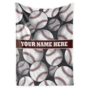 Personalized Baseball Blanket for Kids or Adults | Custom Name Throw for Boys & Girls | High School, College Sports, Major League Baseball