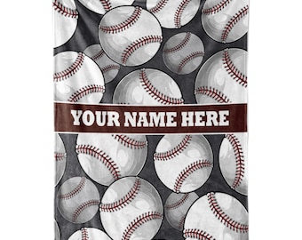 Personalized Baseball Blanket for Kids or Adults | Custom Name Throw for Boys & Girls | High School, College Sports, Major League Baseball