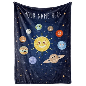 Personalized  Space/Planet Blanket for Kids Gift | Custom Name Blanket | Fleece Throw Blanket for Toddlers | Astronaut