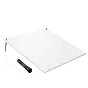 Desk Dry Erase Board with Erasable Marker | White, Black, Clear Acrylic Whiteboard Surface | Angled Writing Tablet | Personal Organizer