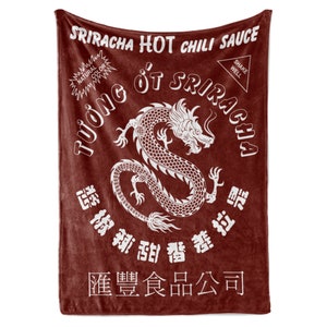 Hot Sauce Sriracha Blanket for Kids, Teens, or Adults with Custom Spicy Dragon | Custom Name Throw | Hilarious Novelty Birthday Gift