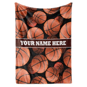 Personalized Basketball Blanket for Kids or Adults | Custom Name Throw for Boys or Girls | High School or College Sports Theme with Balls