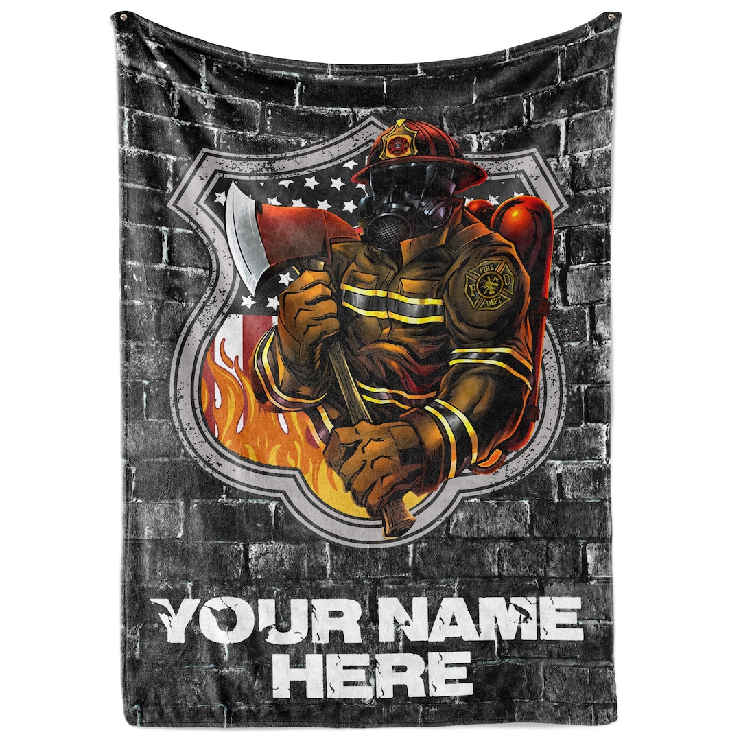 Firefighter Blanket Personalized Mens Throw Living Room Home Decor Fire