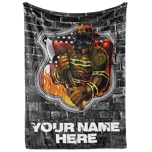 Firefighter Blanket | Personalized Mens Throw | Living Room Home Decor | Fire Department Blanket Gift | Firefighter Blanket for man cave