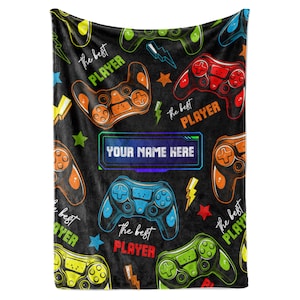 Personalized Gaming Blanket for Boys | Soft Throw Blanket for Gamers | Blanket for Kids or Adults | Blanket Gift for Birthday & Christmas