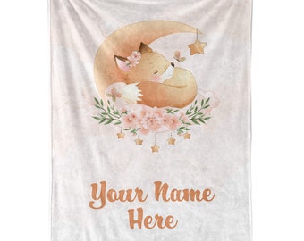 Personalized Baby Blanket With Name - Cute Fox Design Flannel Swaddle Blanket 30x40 Inches - View #10